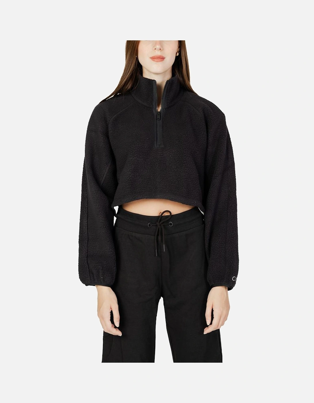 Womens Hoodless Polyester Sweatshirt - Black Sweaters, 6 of 5