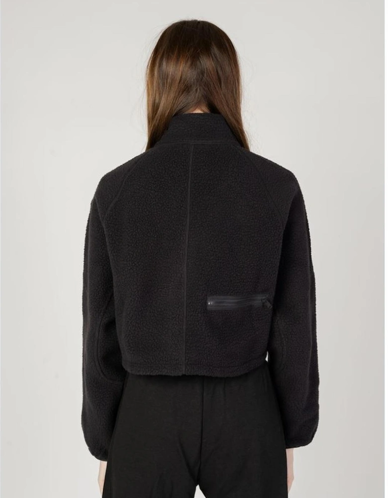 Womens Hoodless Polyester Sweatshirt - Black Sweaters