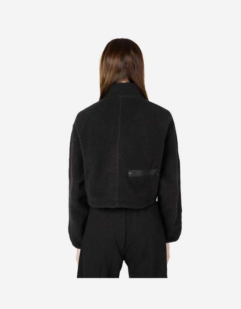 Womens Hoodless Polyester Sweatshirt - Black Sweaters