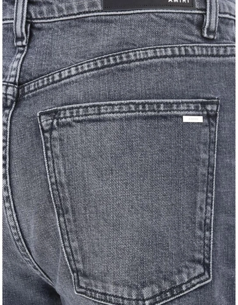 Cotton Denim Five-Pocket Straight Pants Women - Black Jeans