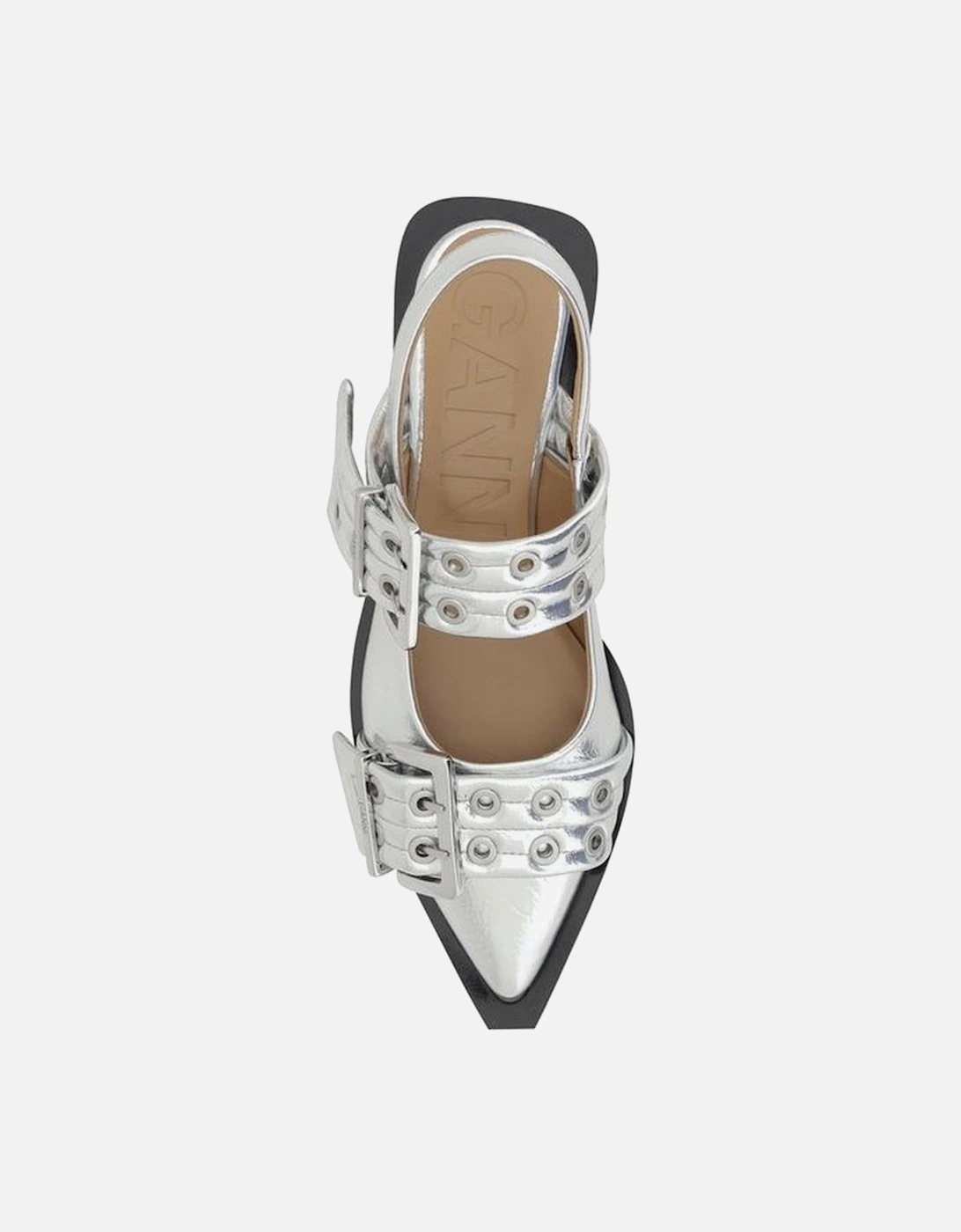 Buckle Metallic Ballerinas Women - Silver Flats