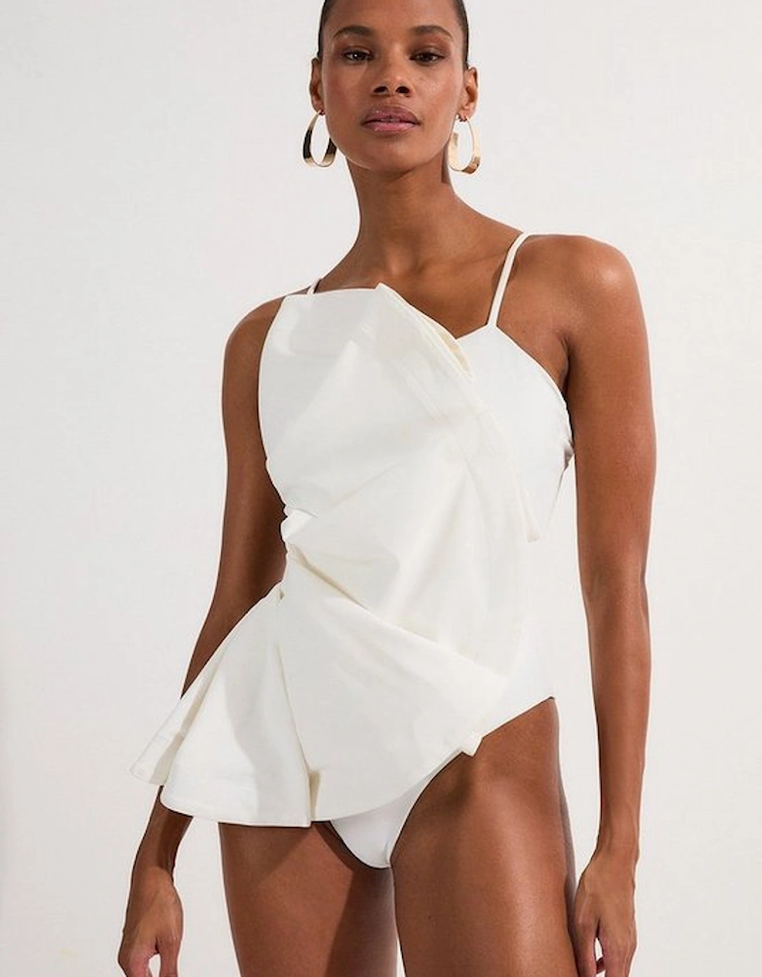 Drama Ruffle Strappy High Leg Swimsuit