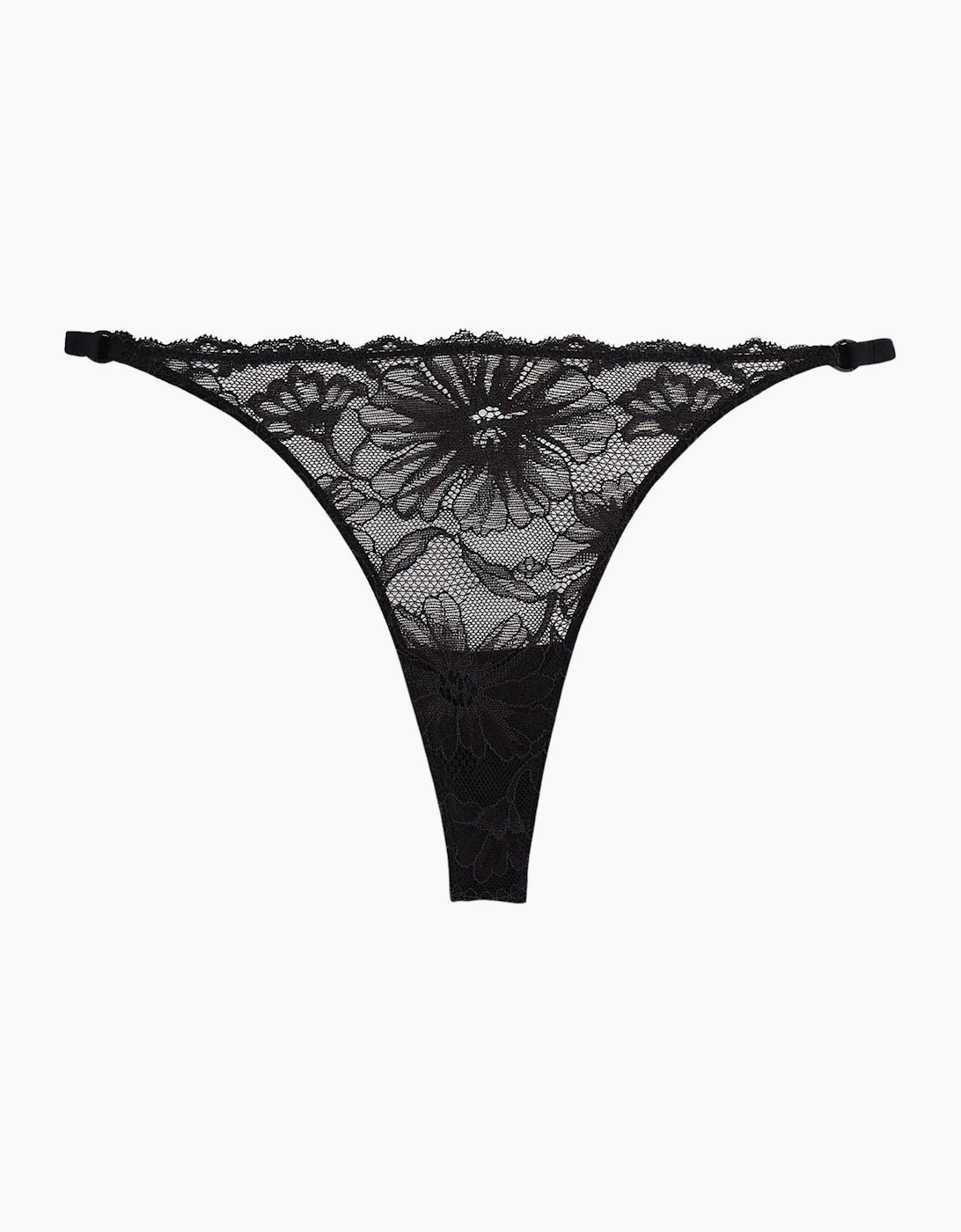 Tommy Hilfiger Women's Black Floral Lace Tanga Thong,  12 M