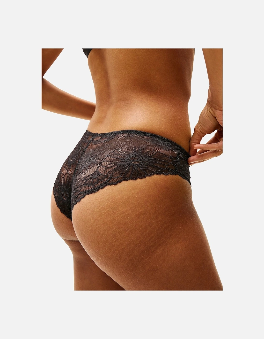 Floral Lace Brazilian Brief, Black