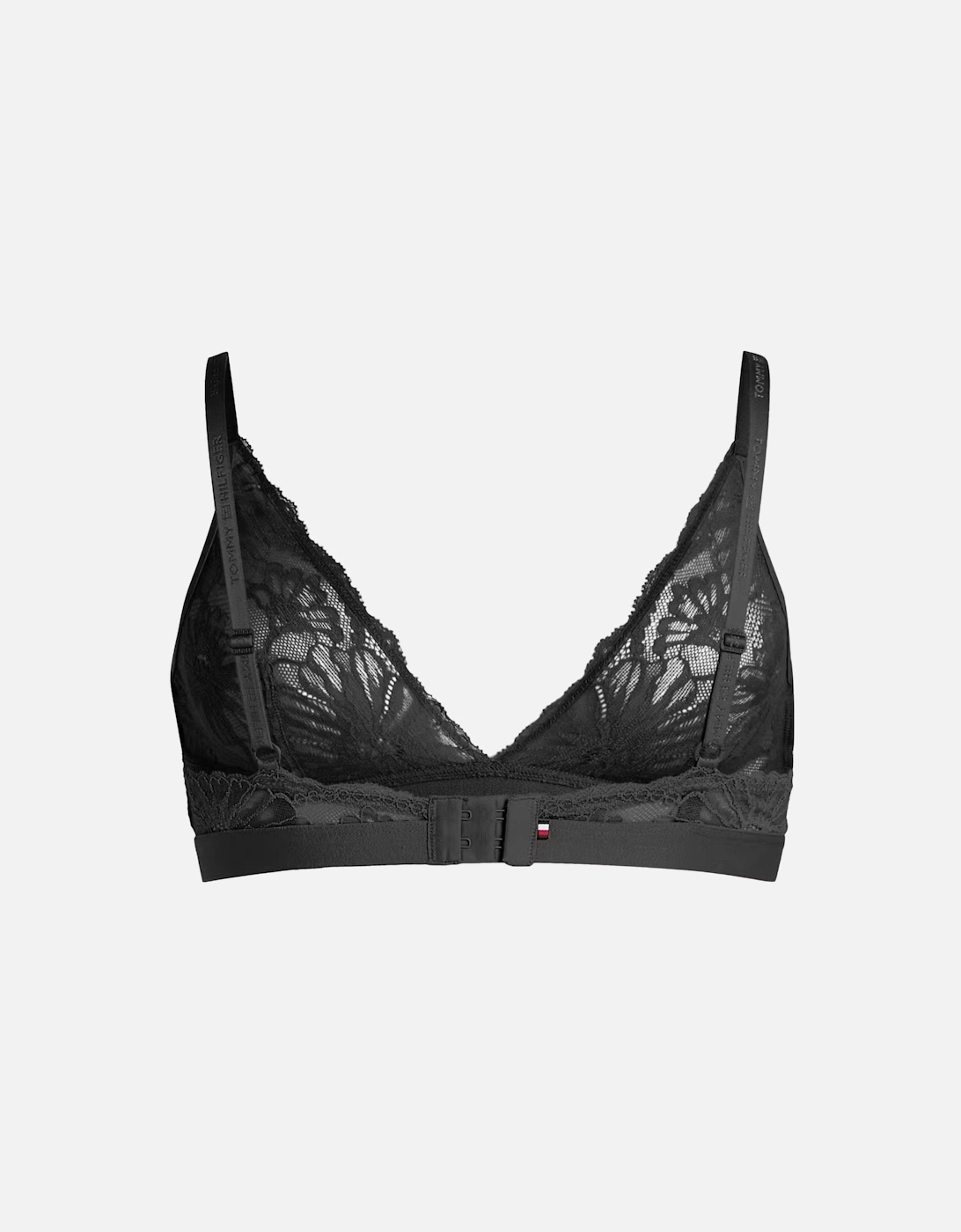 Floral Lace Triangle Bra, Black