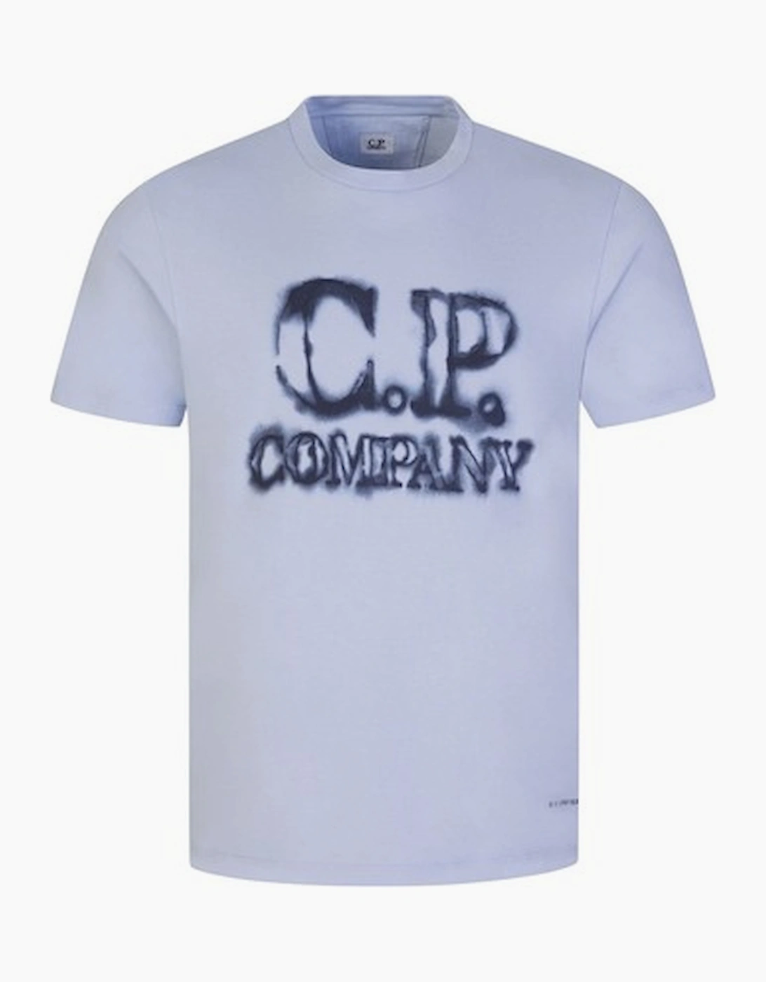Cp Company Men's Blue Blurred Logo T Shirt - Cosmic Sky - Size: Large