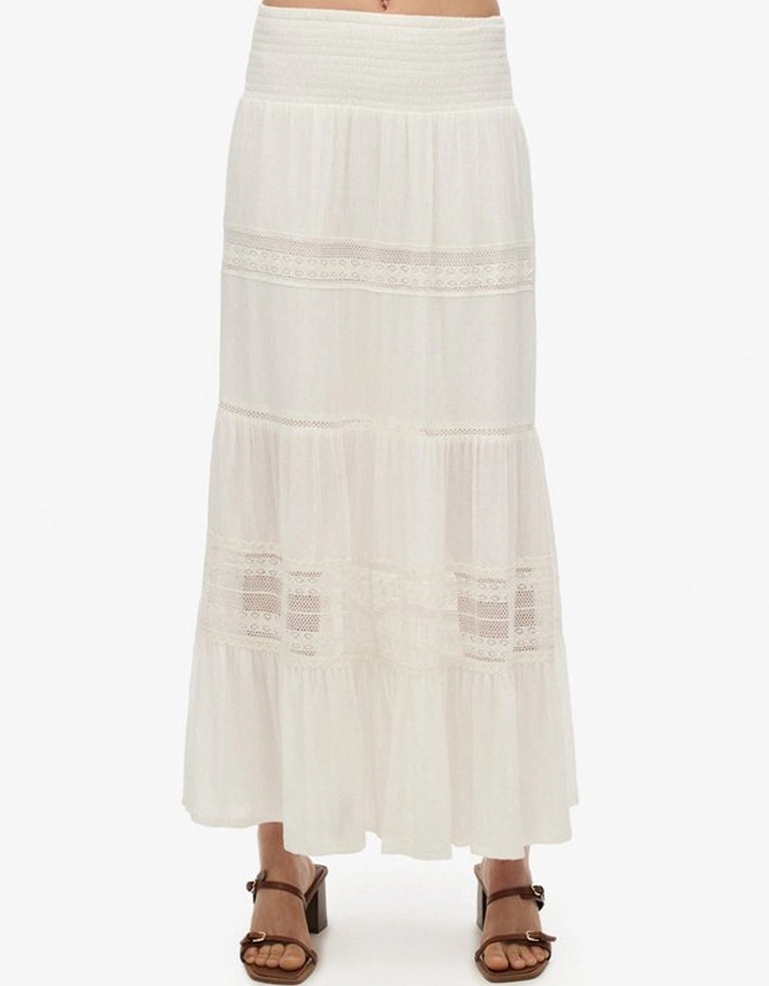 Women's Ibiza Lace Mix Maxi Skirt Off White