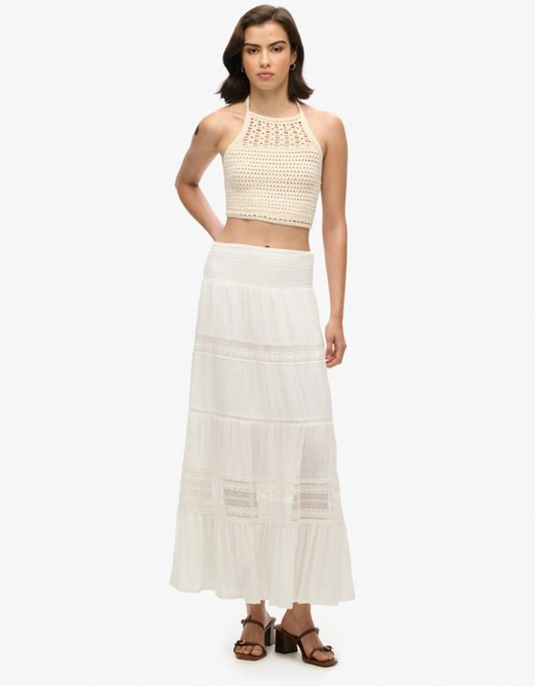 Women's Ibiza Lace Mix Maxi Skirt Off White