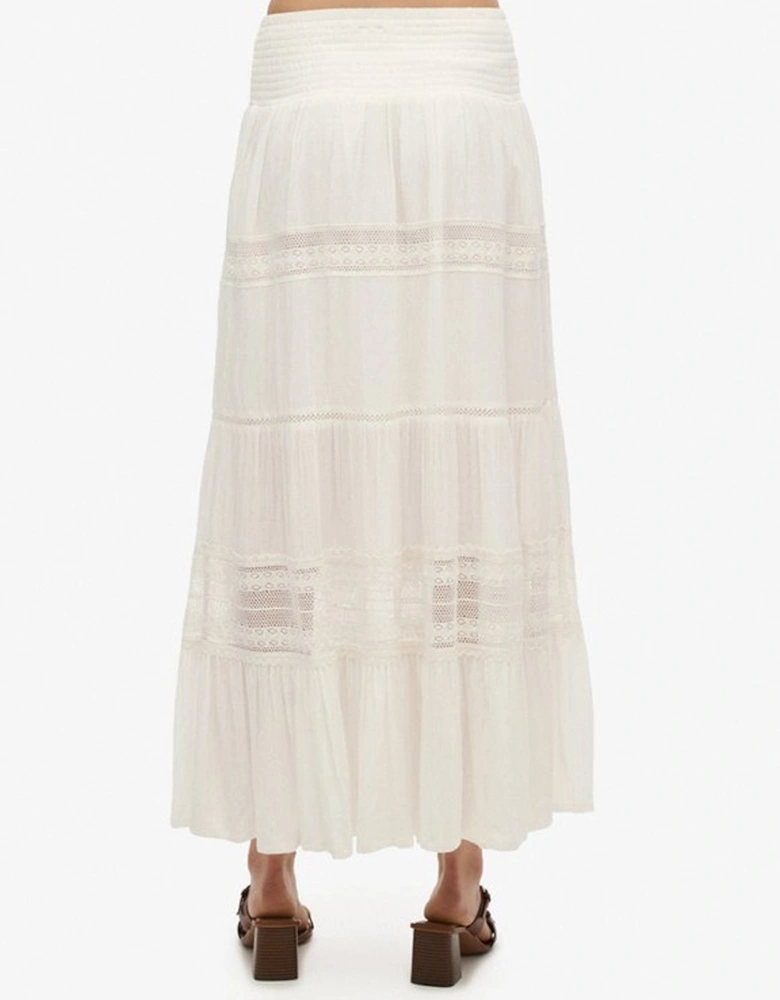 Women's Ibiza Lace Mix Maxi Skirt Off White