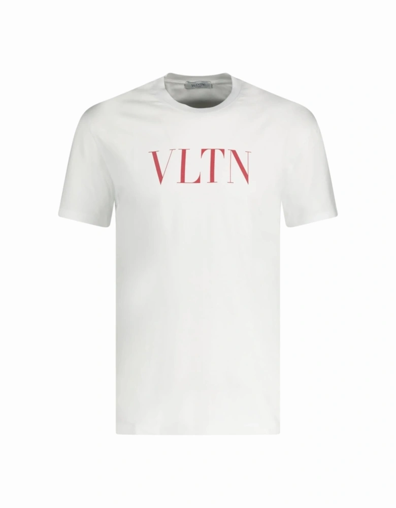 Red VLTN Logo Printed T-Shirt in White