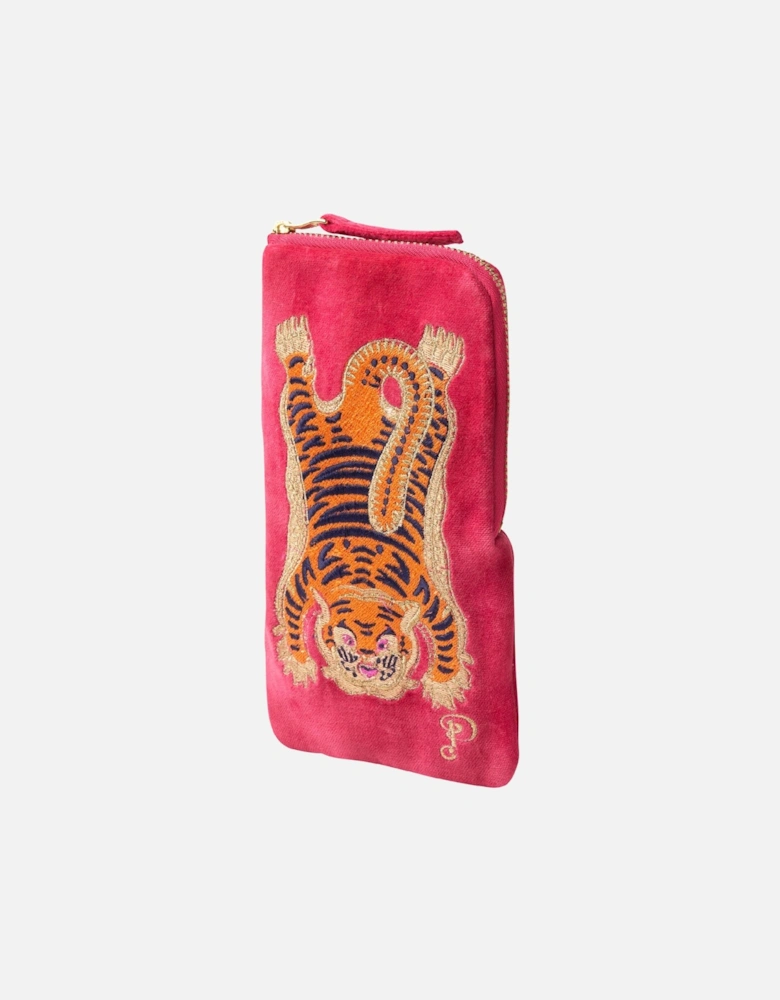 Ikat Tiger Sunglasses Pouch - Fuschia