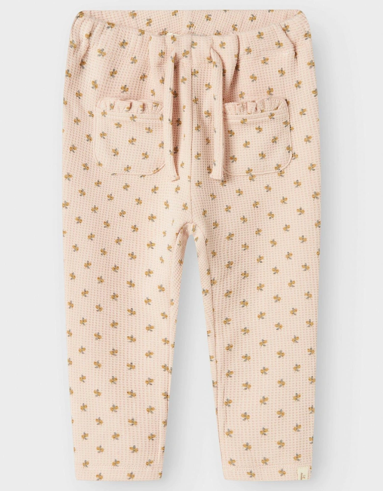 Baby Girls Printed Trousers - Peach Whip