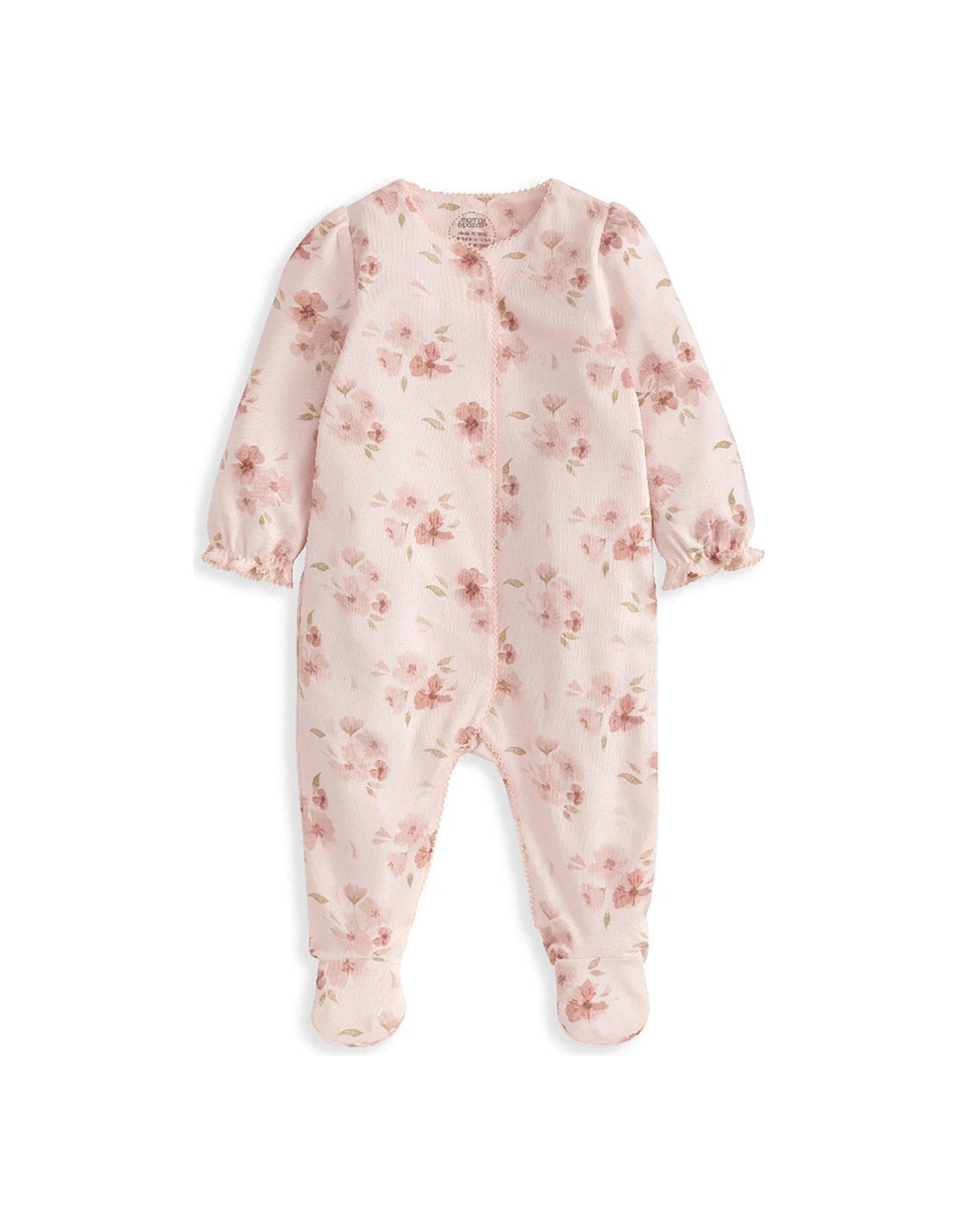 Baby Girls Floral Print Sleepsuit - Pink, 2 of 1