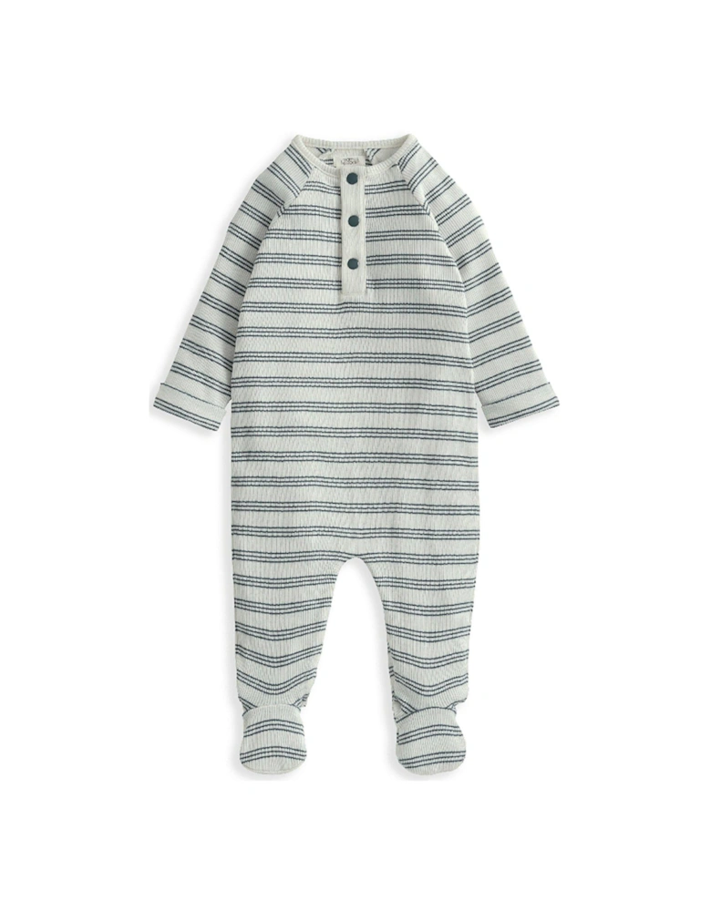 Baby Boys Ribbed Stripe Sleepsuit - Blue