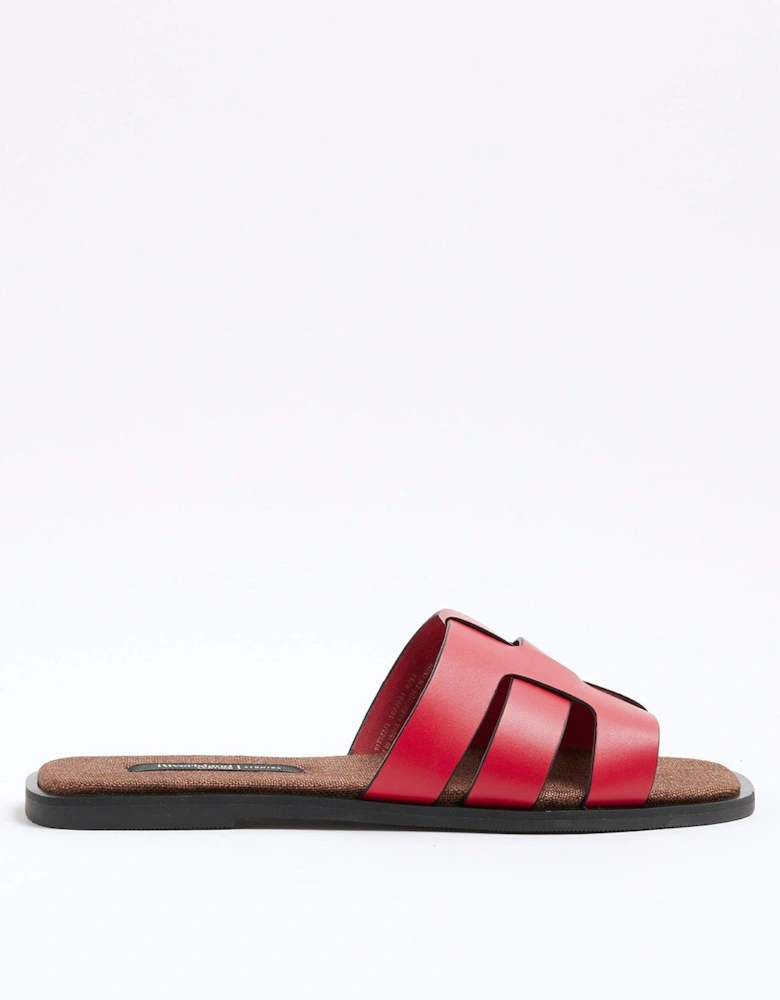 Weave Mule Flat Sandal - Red