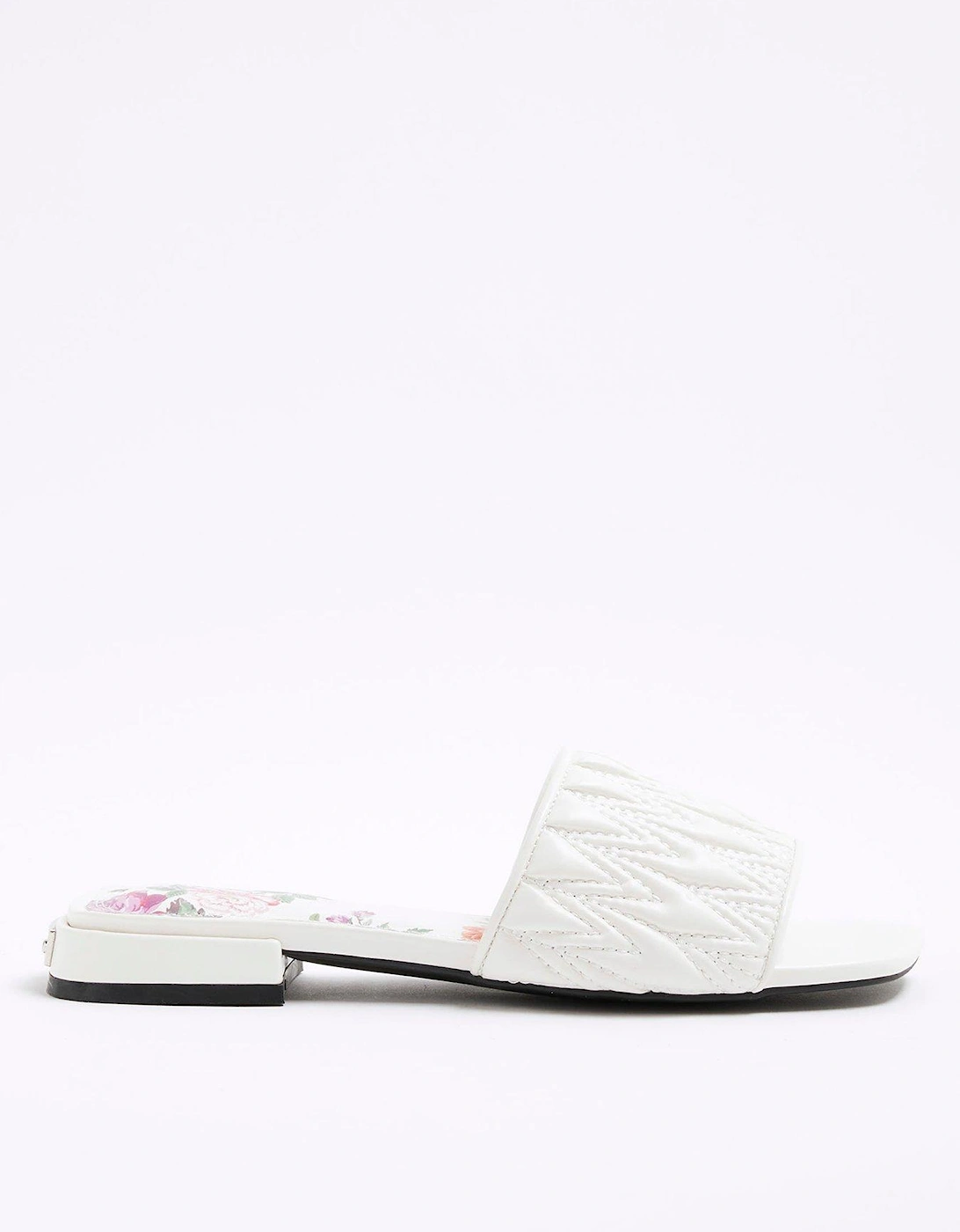 Textured Mule Flat Sandal - White, 2 of 1