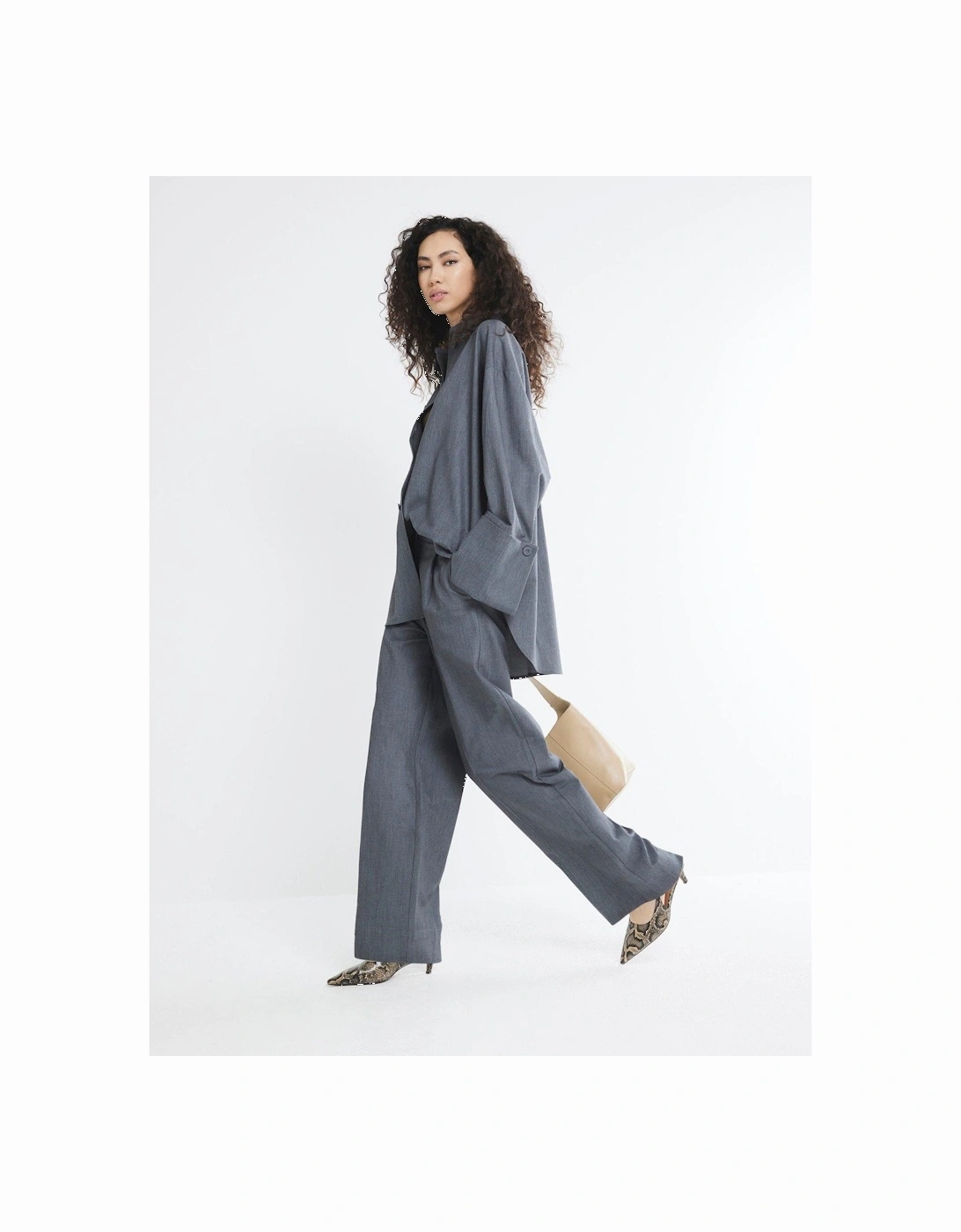 Wide Pleated Front Trouser - Grey, 2 of 1