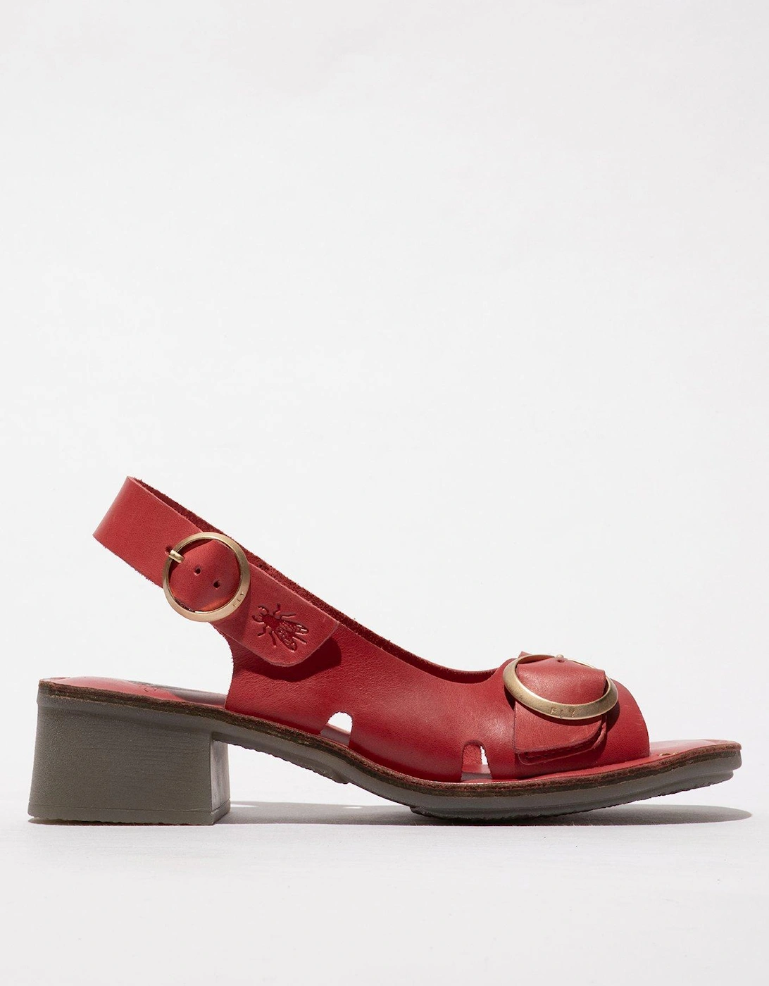 Edov Buckle Heeled Sandal - Red, 2 of 1