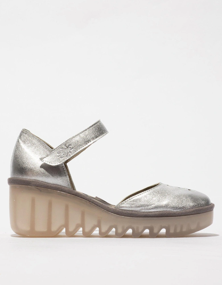 Biso Round Toe Wedge Shoe - Silver