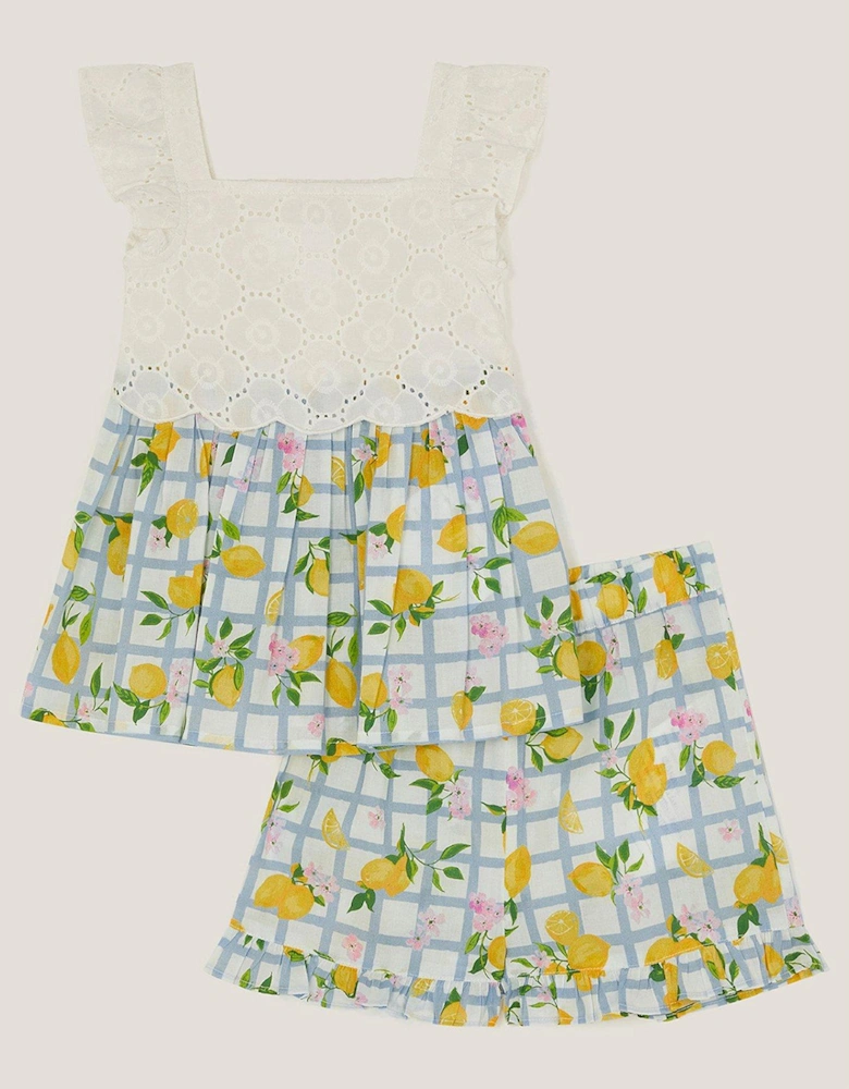 Baby Girls Tile Print Top & Shorts Set - Blue