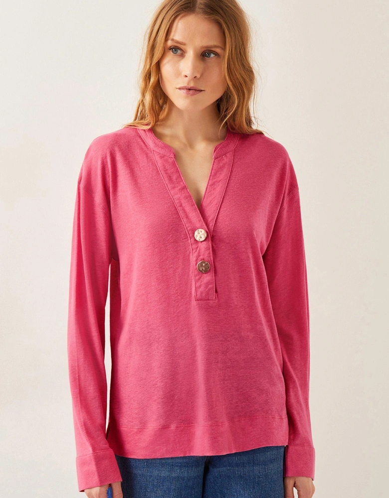 Asher Linen Blend Top - Pink