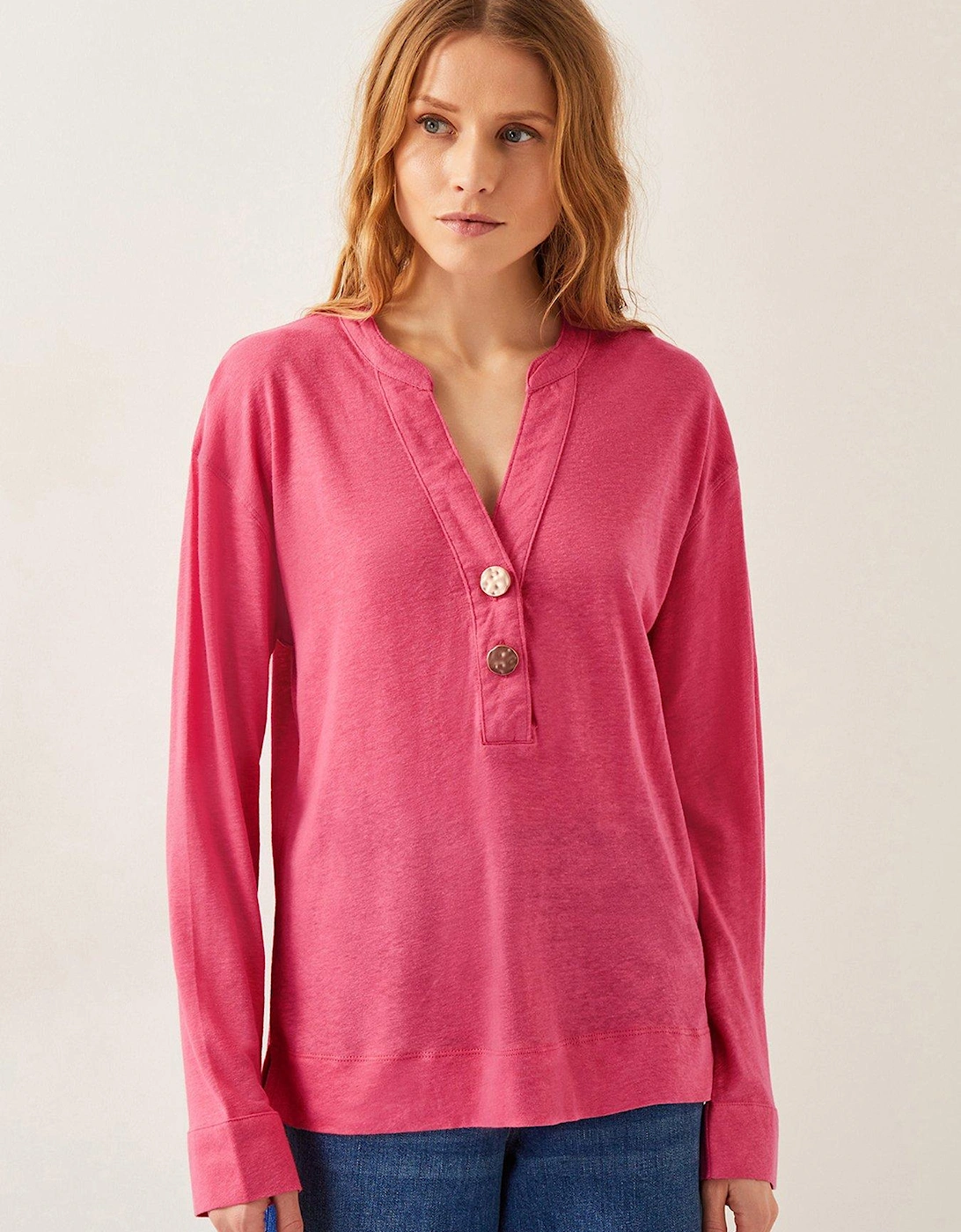 Asher Linen Blend Top - Pink, 2 of 1