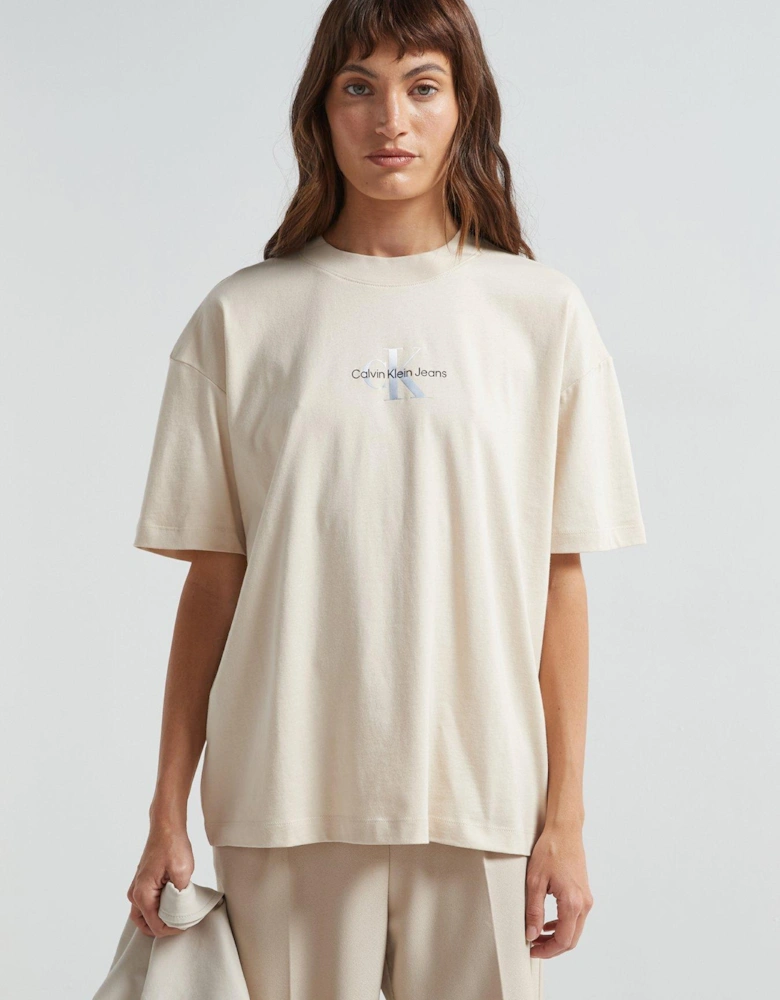 Gradient Logo Oversized T-Shirt - Cream