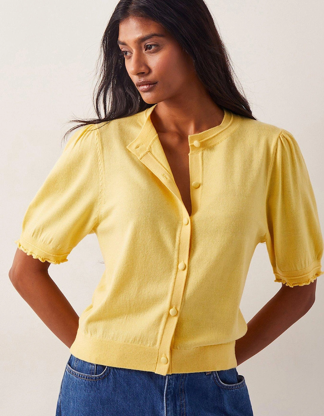 Tegan Button Knit Cardigan - Yellow, 2 of 1