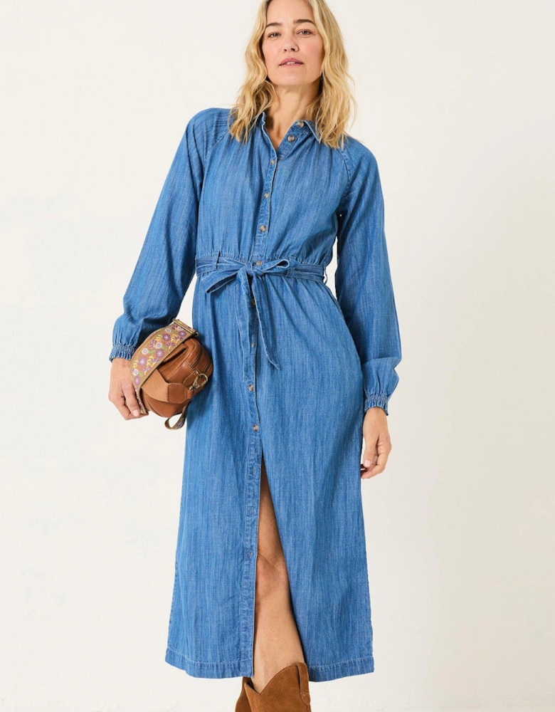 Abi Denim Midi Dress - Blue