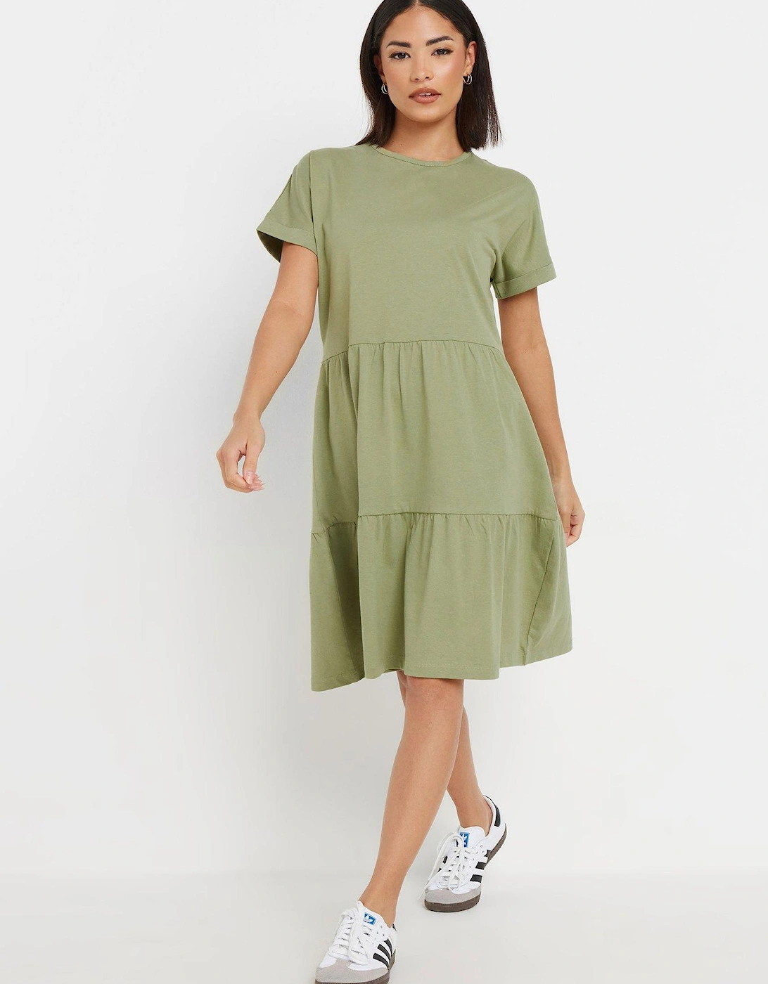 Petite Short Sleeve Tiered Smock Dress, 2 of 1