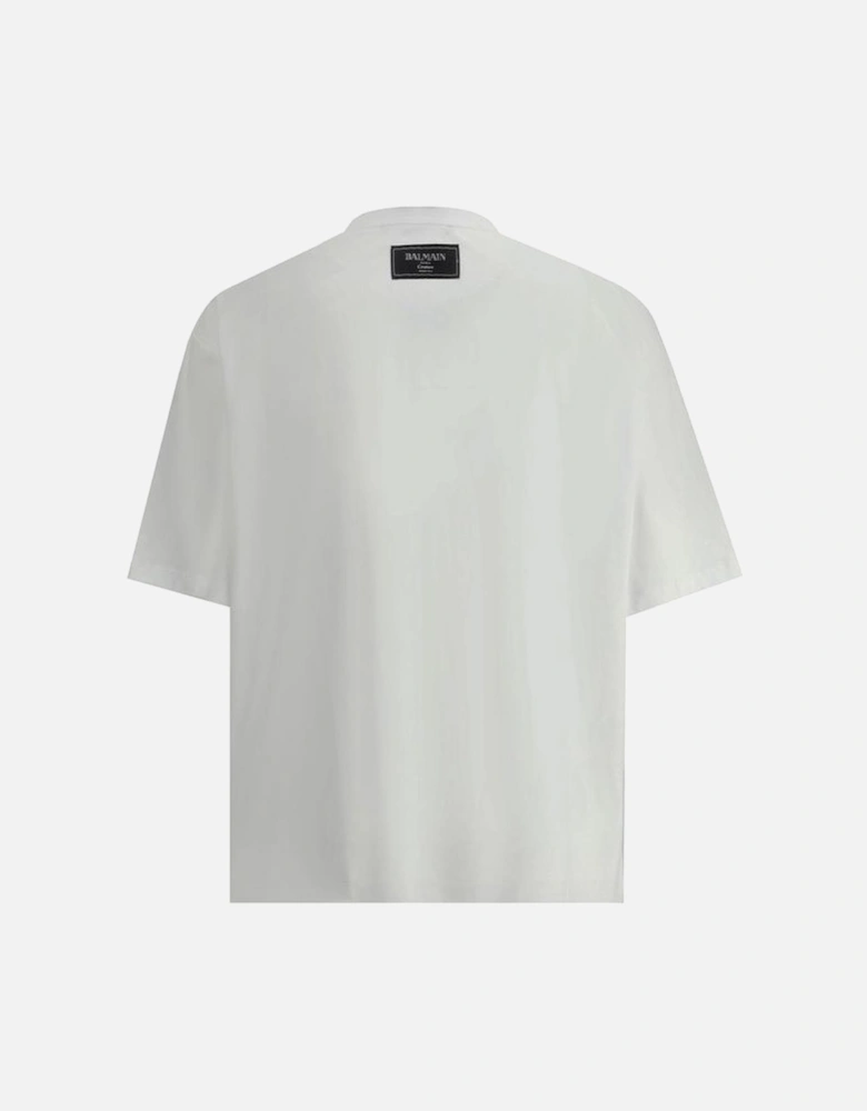 Cotton T-Shirt with Ribbed Crew Neck and Monogram Print Women - White