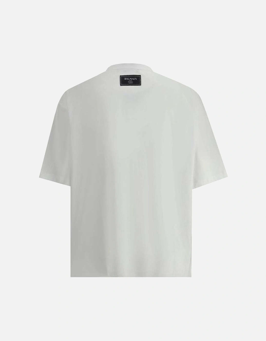 Cotton T-Shirt with Ribbed Crew Neck and Monogram Print Women - White
