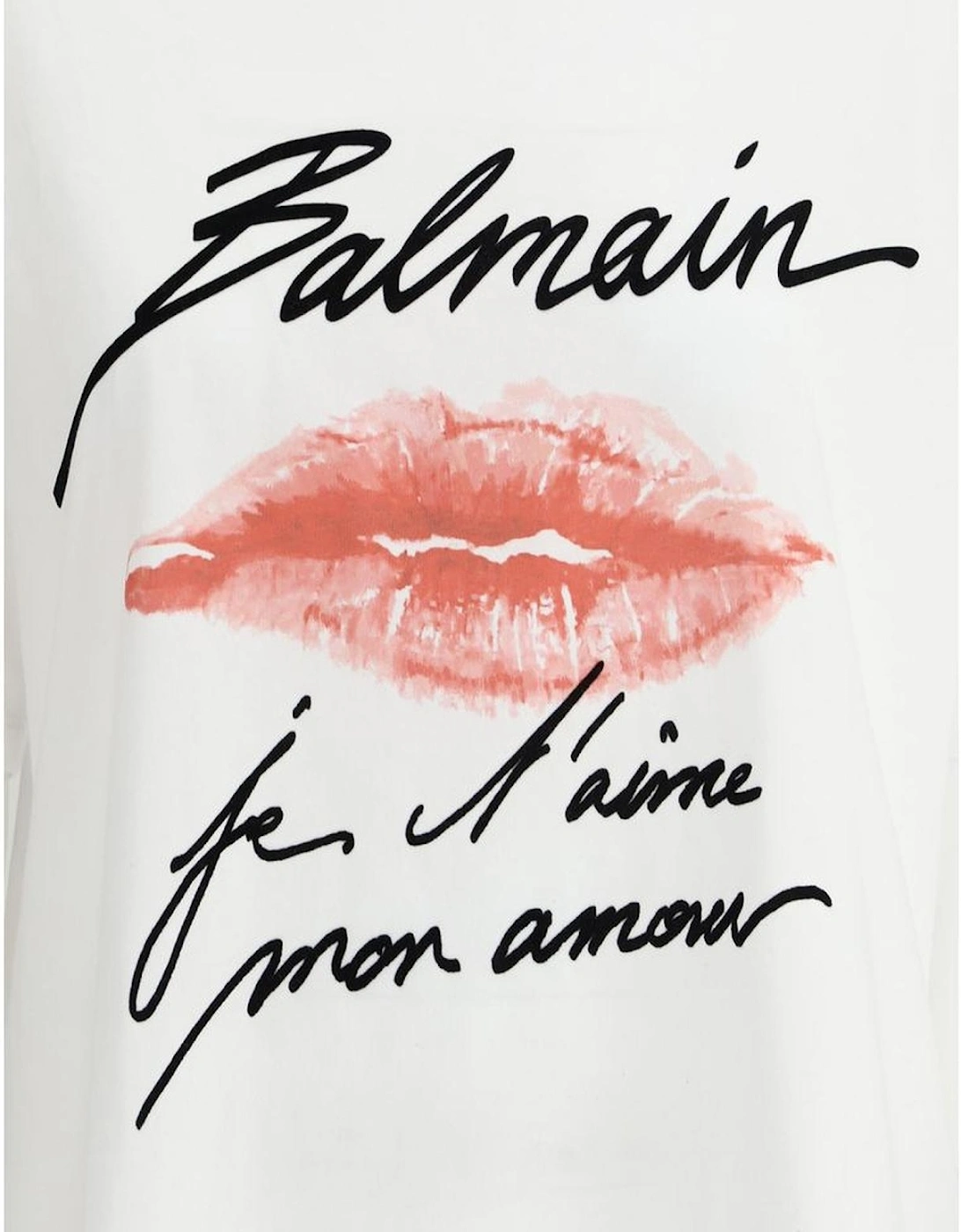 Cotton T-Shirt with Ribbed Crew Neck and Monogram Print Women - White