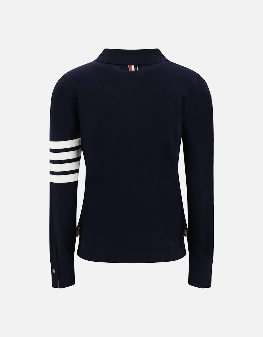 Cotton Long-Sleeved Polo Shirt with Iconic Bands Women - Blue