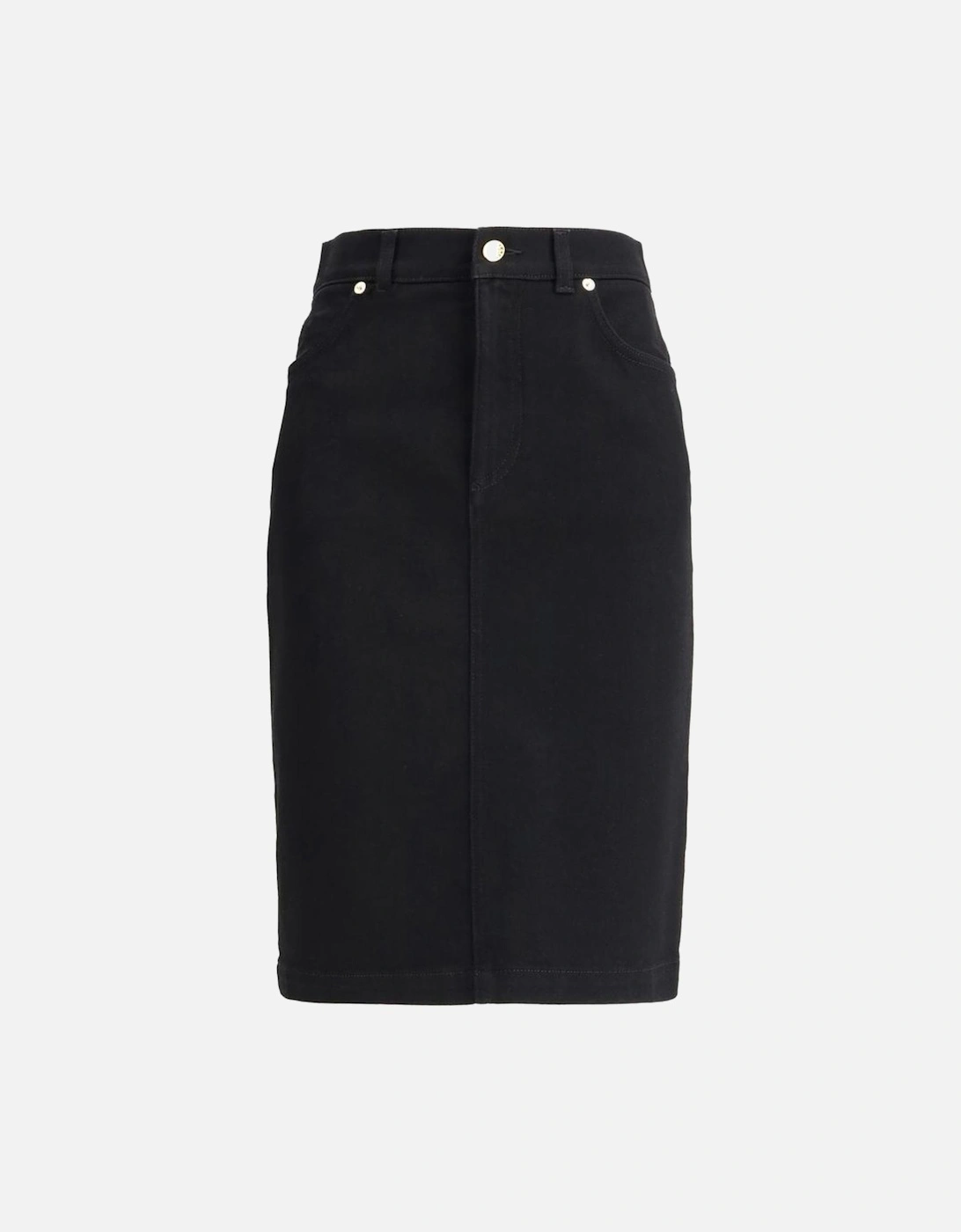 Denim Midi Skirt with Logo Plaque Women - Black, 4 of 3