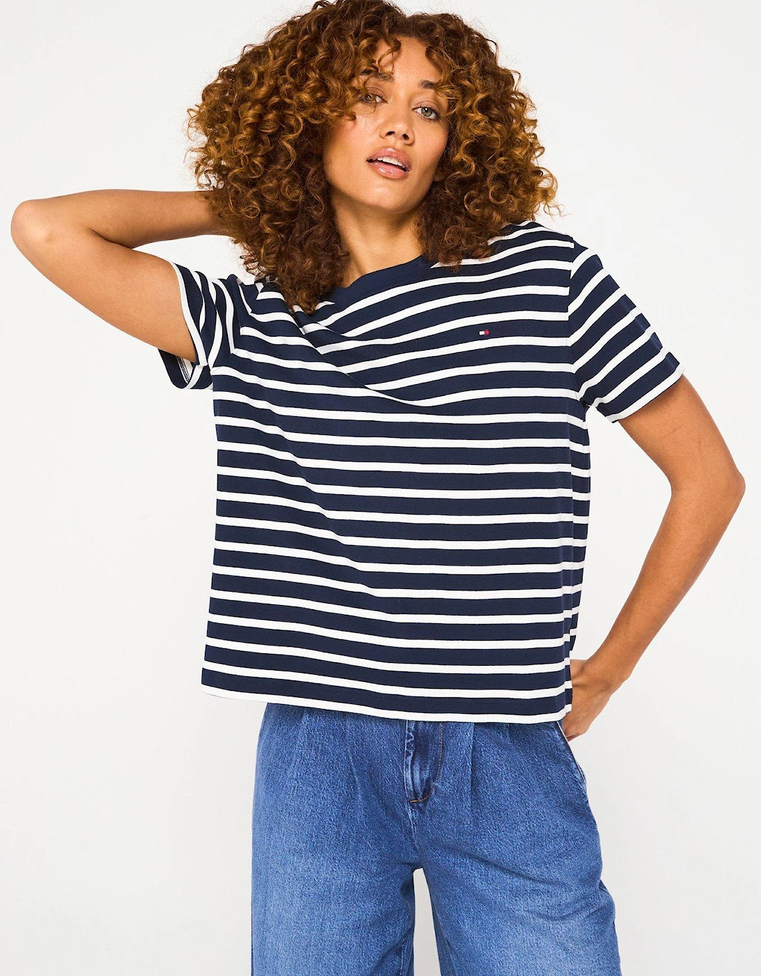 Mini Logo Striped Oversized T-Shirt - Navy, 2 of 1