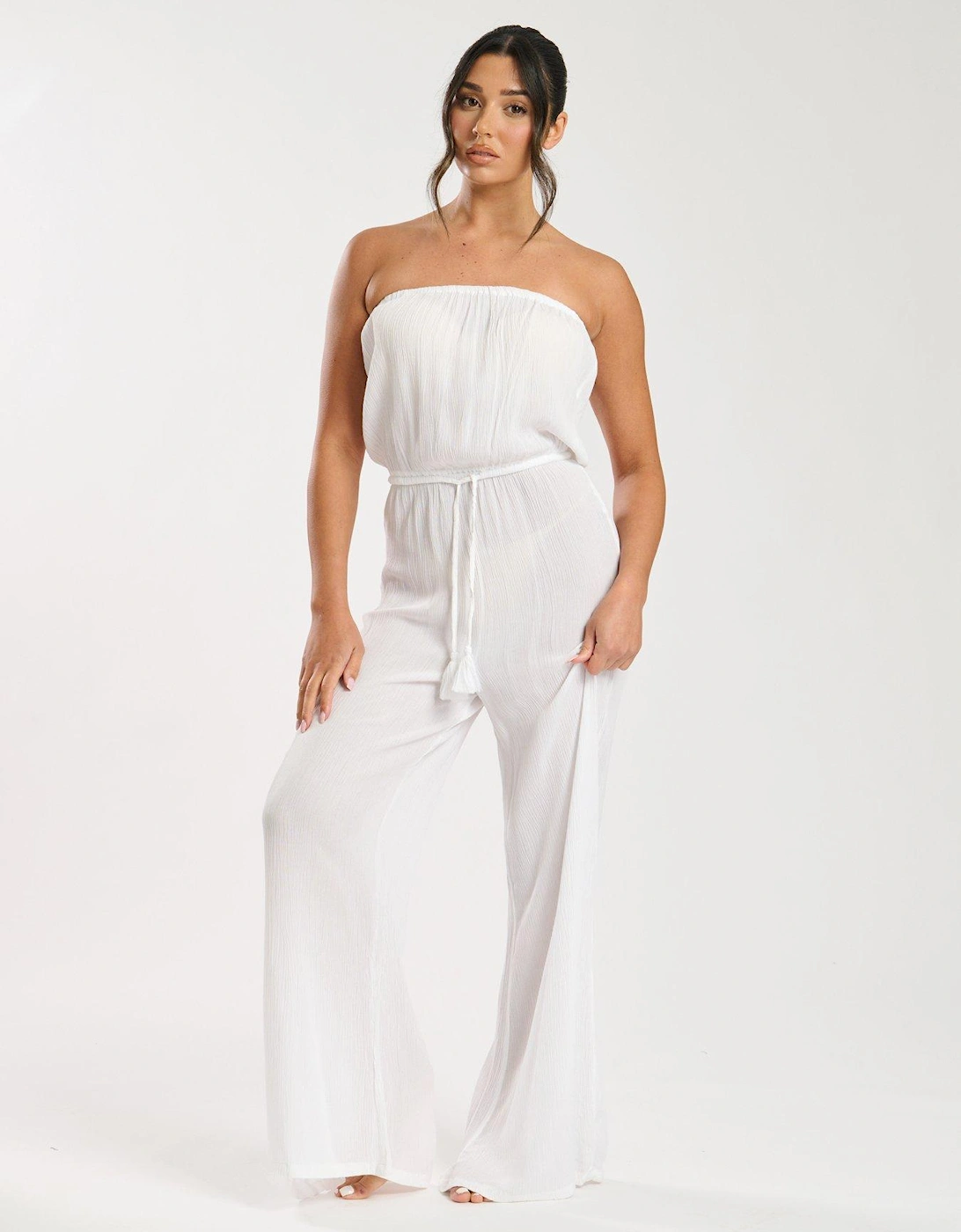 Crinkle Viscose Strapless Jumpsuit, 2 of 1