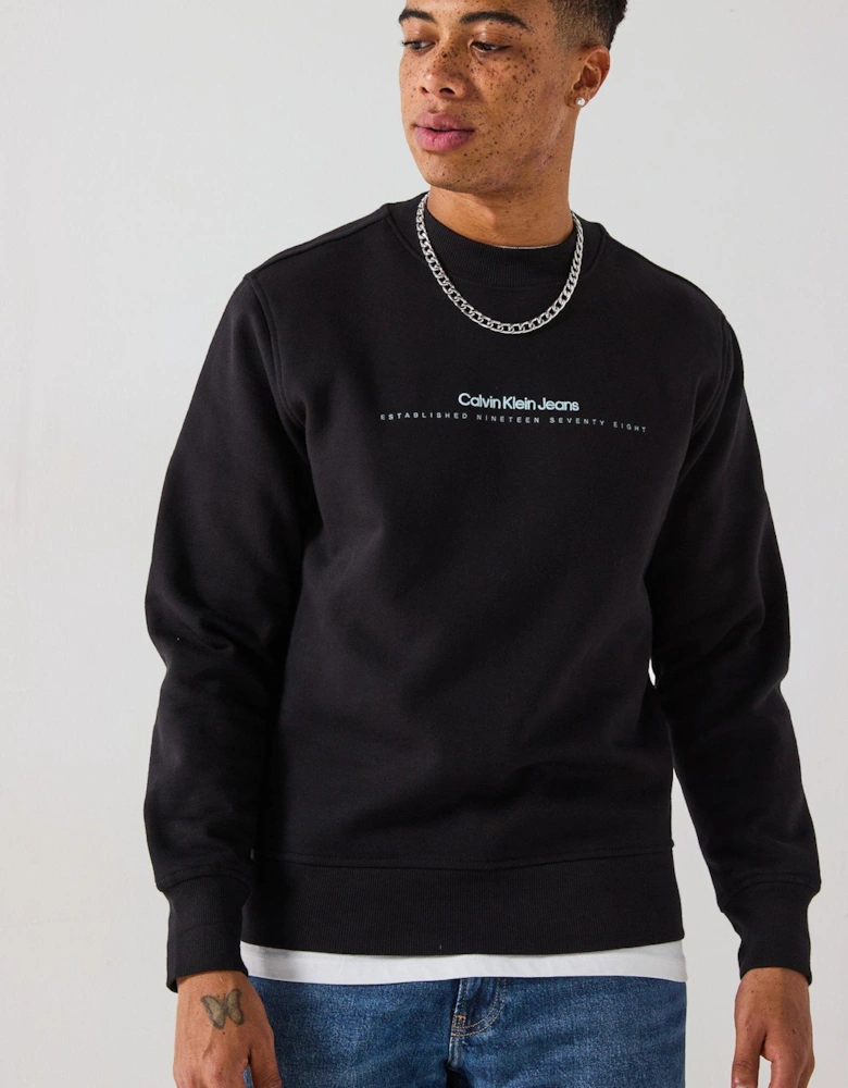 Minimal Logo Crew Neck Sweatshirt - Black