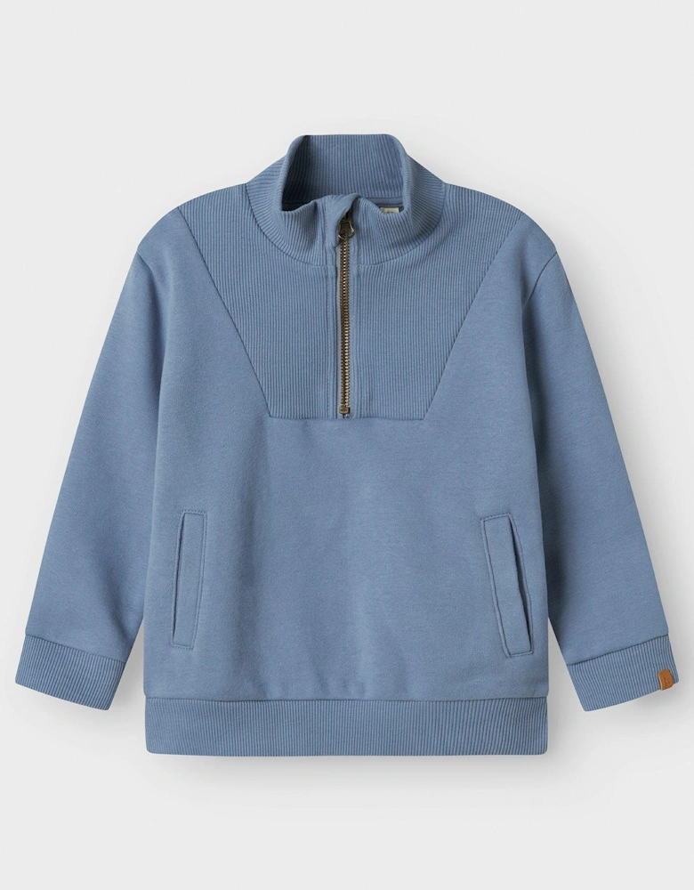 Mini Boys Half Zip Sweat - Troposphere - Blue