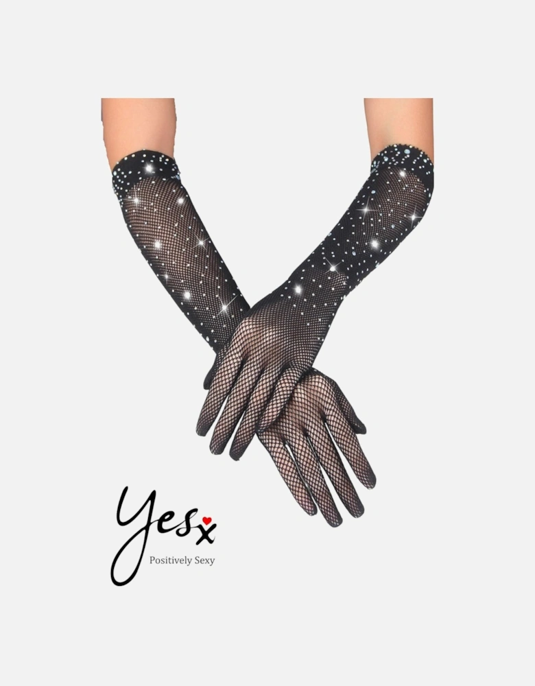 YX861 Sparkly Gloves Women - Black Accessories