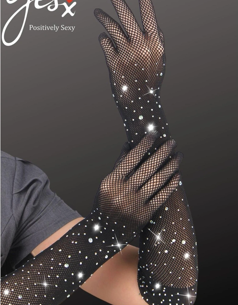 YX861 Sparkly Gloves Women - Black Accessories