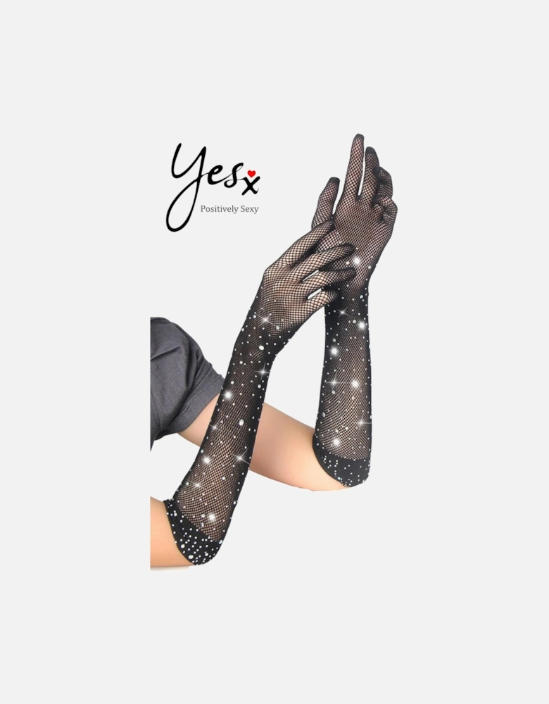 YX861 Sparkly Gloves Women - Black Accessories