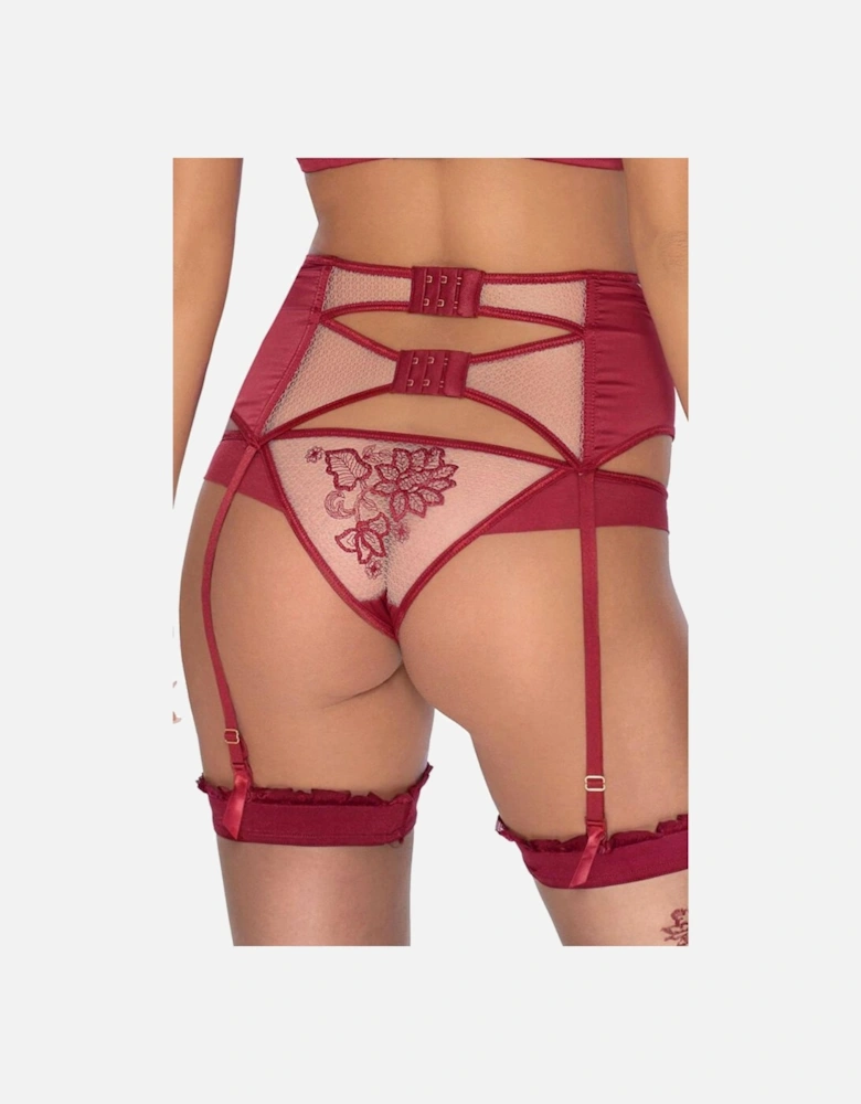 Lingerie Set Satin Mesh by Women - Claret Hosiery