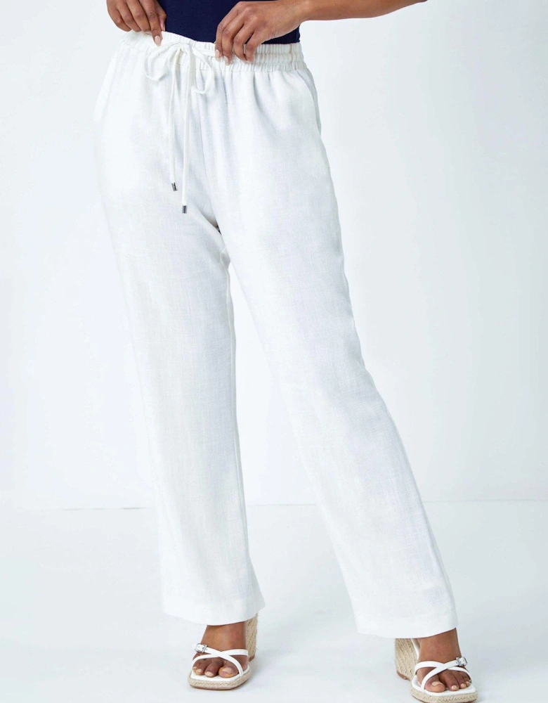 Petite Wide Leg Linen Blend Trouser