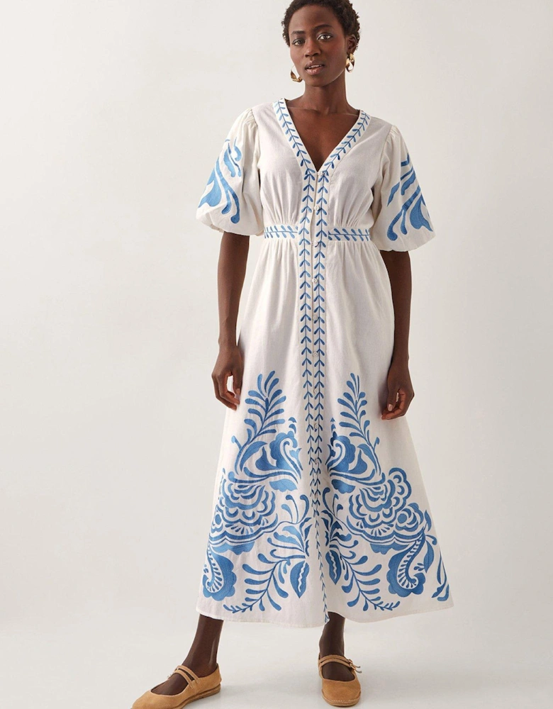 Maria Embroided Dress - White