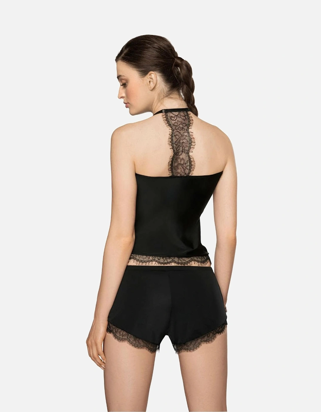 Satin nightwear halter Halter Lace by Women - Black