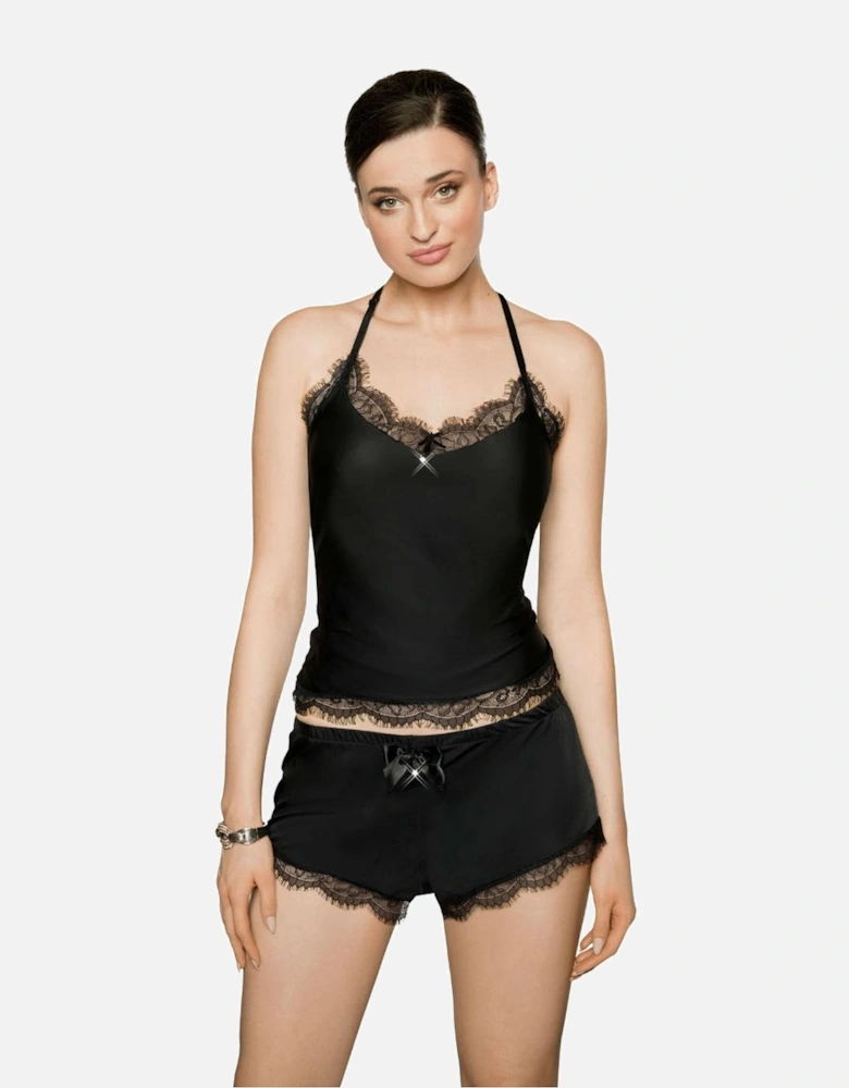 Satin nightwear halter Halter Lace by Women - Black
