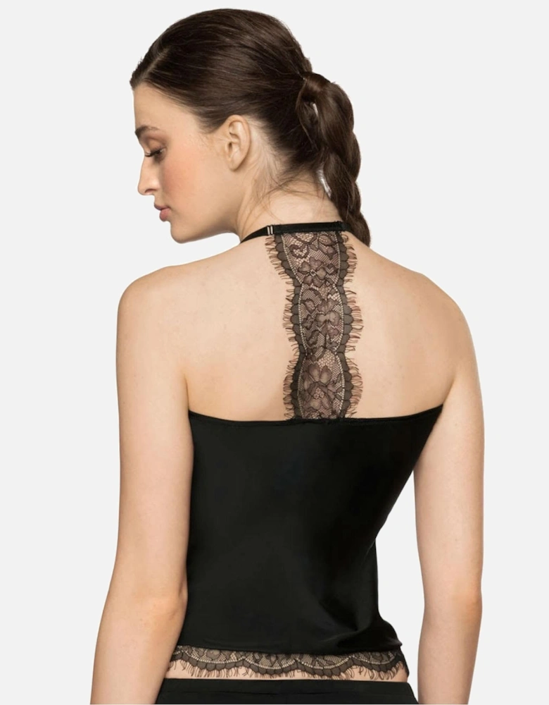 Satin nightwear halter Halter Lace by Women - Black