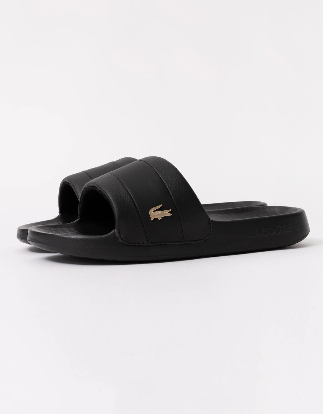 Lacoste Men's Black Serve Metal Sliders - - : 9