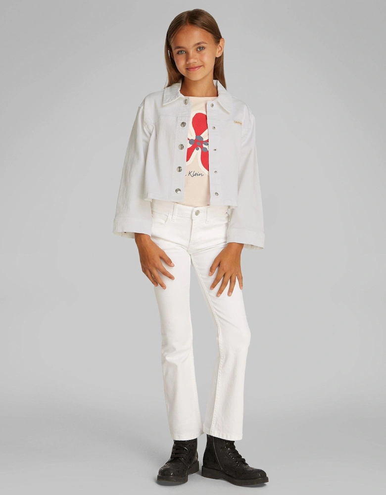 Girls White Denim Jacket - White